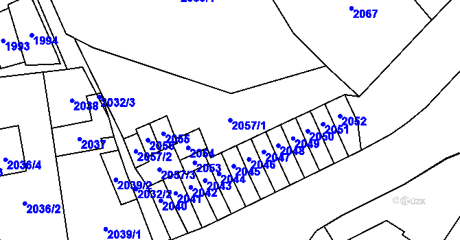 Parcela st. 2057/1 v KÚ Most II, Katastrální mapa