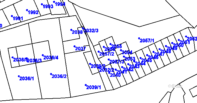 Parcela st. 2057/2 v KÚ Most II, Katastrální mapa
