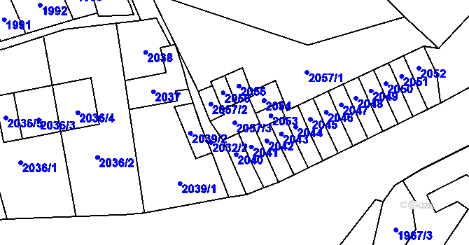 Parcela st. 2057/3 v KÚ Most II, Katastrální mapa