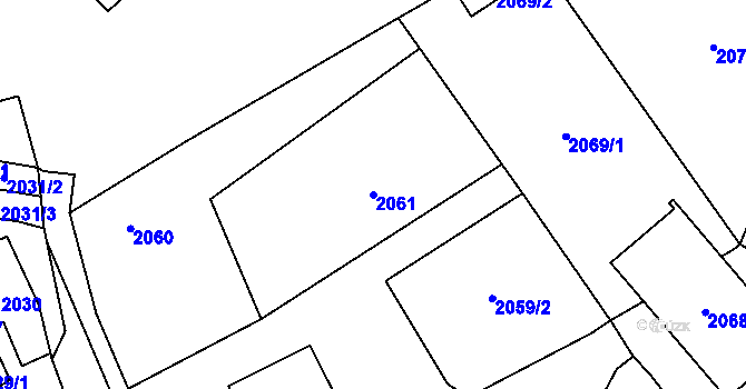 Parcela st. 2061 v KÚ Most II, Katastrální mapa