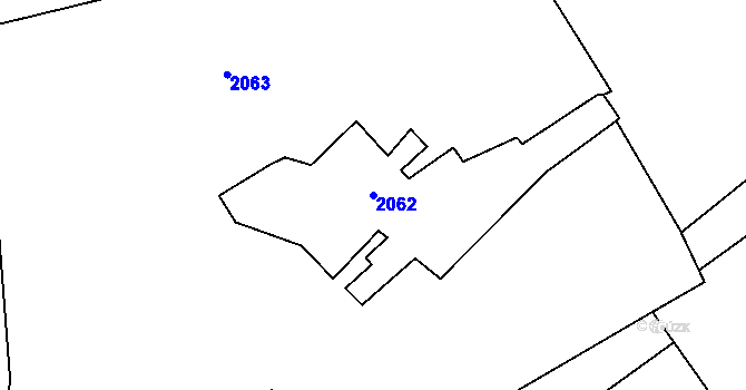 Parcela st. 2062 v KÚ Most II, Katastrální mapa