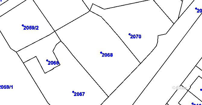 Parcela st. 2068 v KÚ Most II, Katastrální mapa