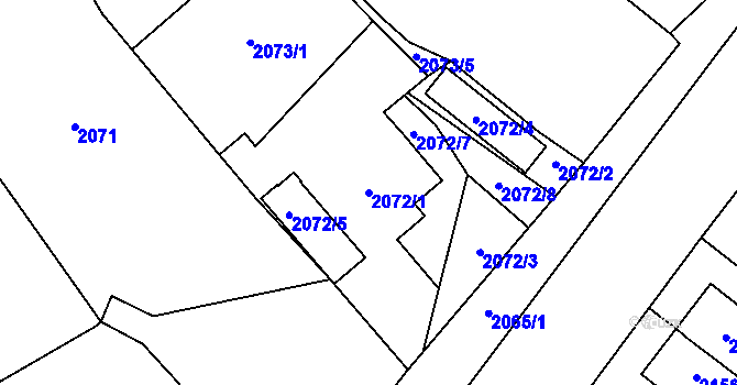 Parcela st. 2072/1 v KÚ Most II, Katastrální mapa