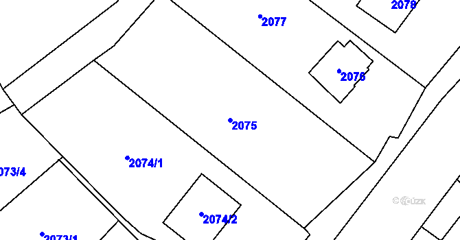 Parcela st. 2075 v KÚ Most II, Katastrální mapa
