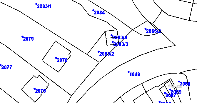 Parcela st. 2083/2 v KÚ Most II, Katastrální mapa