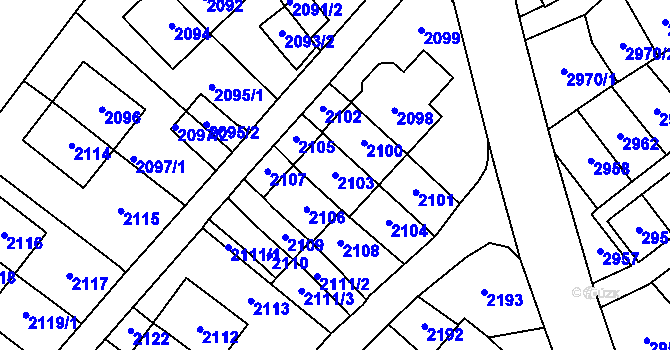 Parcela st. 2103 v KÚ Most II, Katastrální mapa