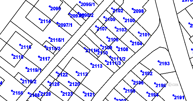 Parcela st. 2110 v KÚ Most II, Katastrální mapa