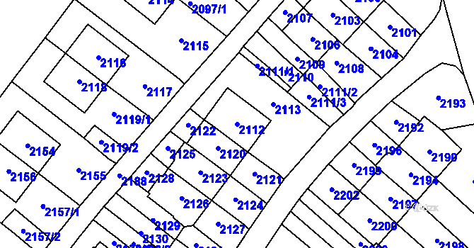 Parcela st. 2112 v KÚ Most II, Katastrální mapa
