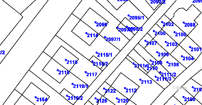 Parcela st. 2115 v KÚ Most II, Katastrální mapa