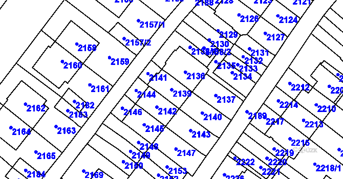 Parcela st. 2139 v KÚ Most II, Katastrální mapa