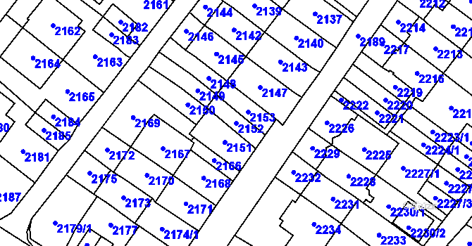 Parcela st. 2152 v KÚ Most II, Katastrální mapa