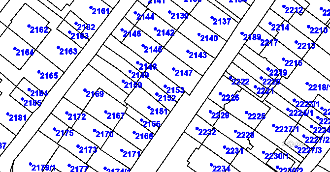 Parcela st. 2153 v KÚ Most II, Katastrální mapa