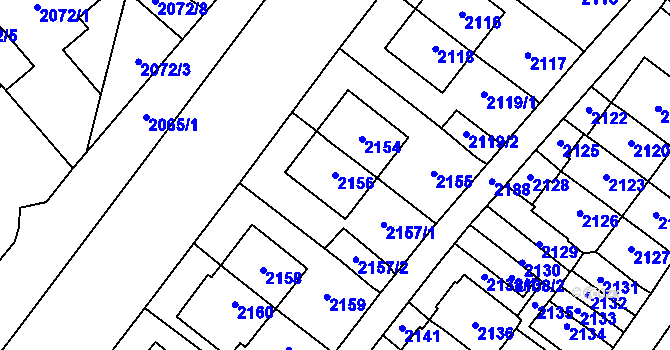 Parcela st. 2156 v KÚ Most II, Katastrální mapa