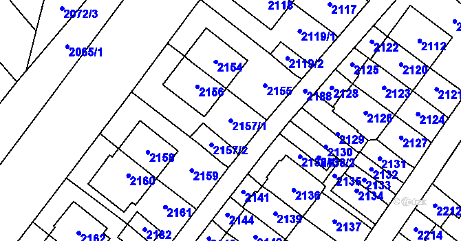 Parcela st. 2157/1 v KÚ Most II, Katastrální mapa