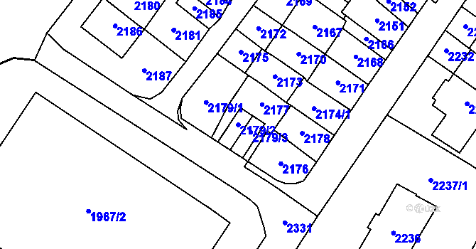 Parcela st. 2179/2 v KÚ Most II, Katastrální mapa
