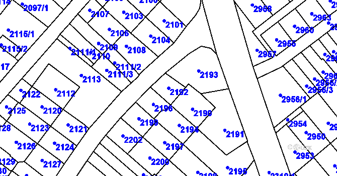 Parcela st. 2192 v KÚ Most II, Katastrální mapa