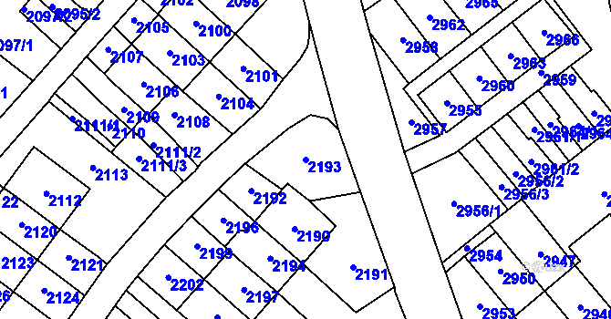 Parcela st. 2193 v KÚ Most II, Katastrální mapa