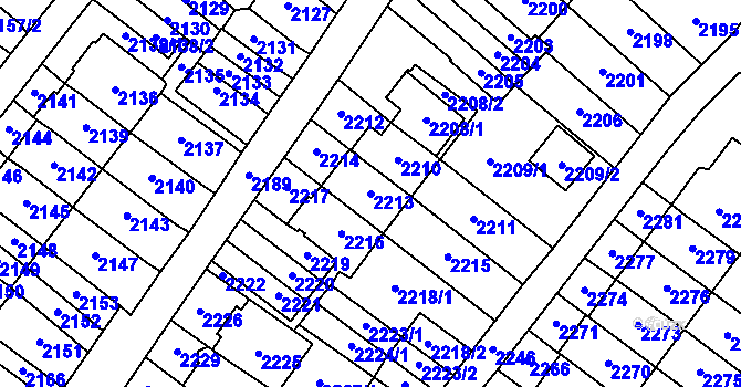 Parcela st. 2213 v KÚ Most II, Katastrální mapa