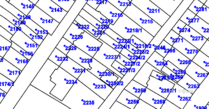 Parcela st. 2227/1 v KÚ Most II, Katastrální mapa