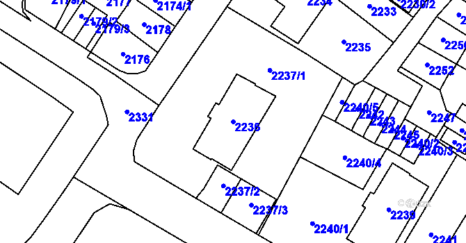 Parcela st. 2236 v KÚ Most II, Katastrální mapa