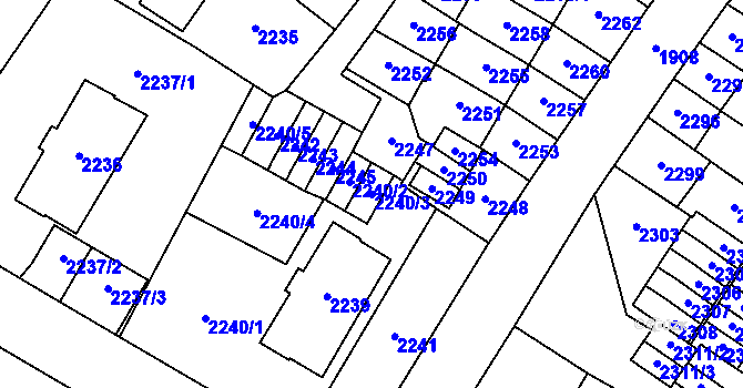 Parcela st. 2240/3 v KÚ Most II, Katastrální mapa