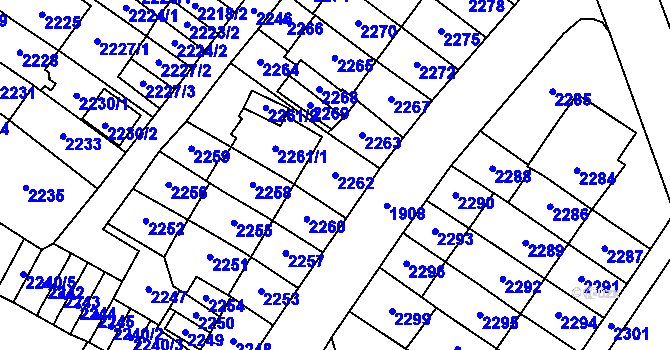 Parcela st. 2262 v KÚ Most II, Katastrální mapa