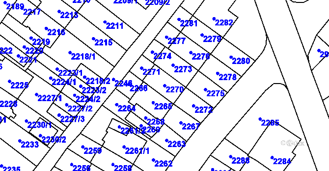 Parcela st. 2270 v KÚ Most II, Katastrální mapa