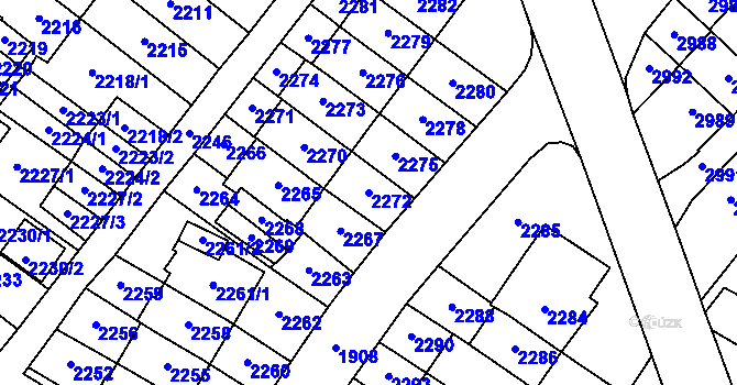 Parcela st. 2272 v KÚ Most II, Katastrální mapa