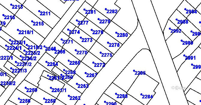 Parcela st. 2275 v KÚ Most II, Katastrální mapa
