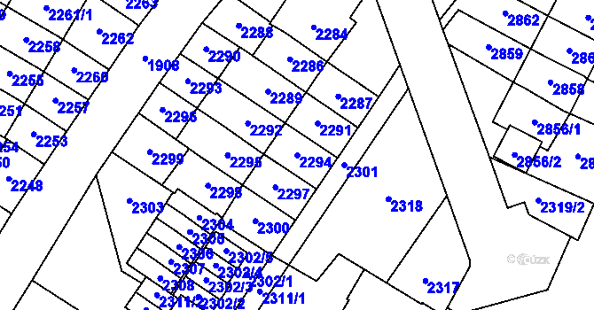 Parcela st. 2294 v KÚ Most II, Katastrální mapa