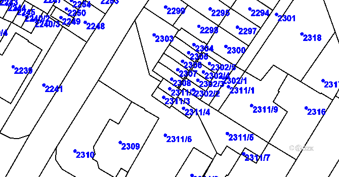 Parcela st. 2311/2 v KÚ Most II, Katastrální mapa