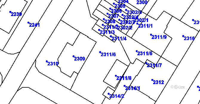 Parcela st. 2311/6 v KÚ Most II, Katastrální mapa