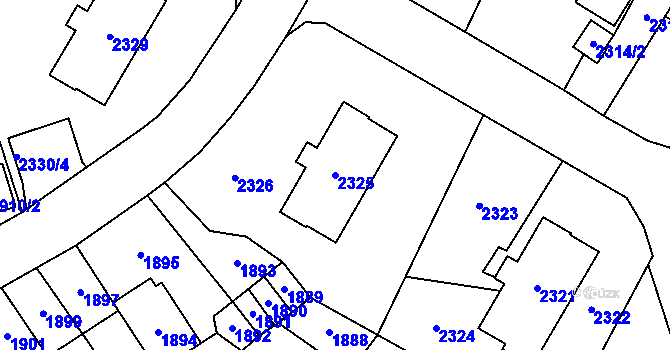 Parcela st. 2325 v KÚ Most II, Katastrální mapa