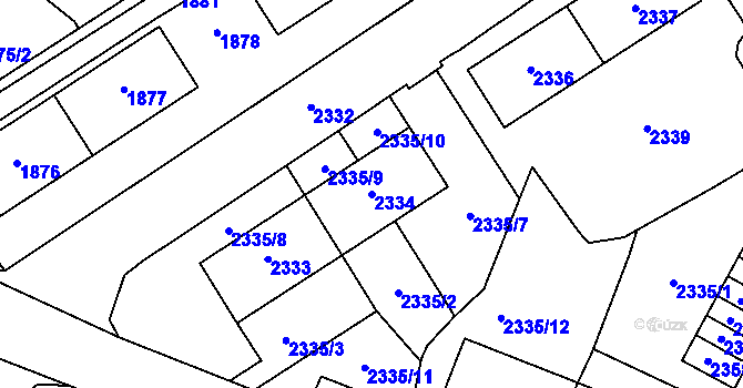 Parcela st. 2334 v KÚ Most II, Katastrální mapa