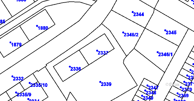 Parcela st. 2337 v KÚ Most II, Katastrální mapa