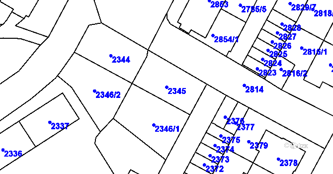 Parcela st. 2345 v KÚ Most II, Katastrální mapa