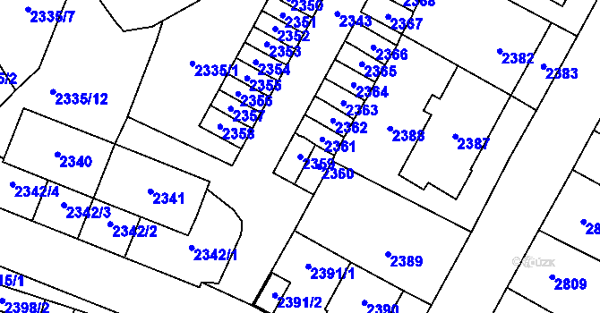 Parcela st. 2359 v KÚ Most II, Katastrální mapa