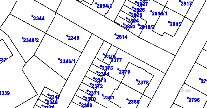 Parcela st. 2376 v KÚ Most II, Katastrální mapa