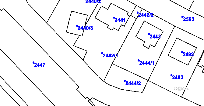 Parcela st. 2442/1 v KÚ Most II, Katastrální mapa