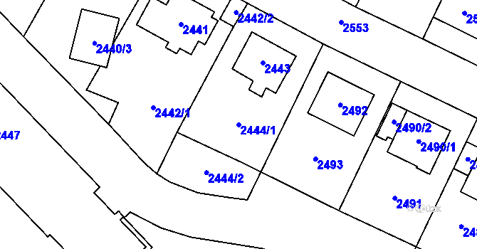 Parcela st. 2444/1 v KÚ Most II, Katastrální mapa