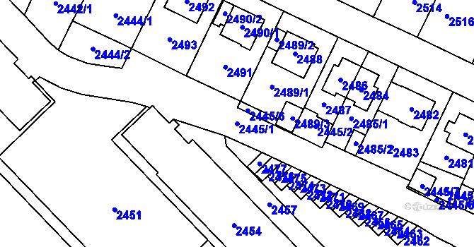Parcela st. 2445/1 v KÚ Most II, Katastrální mapa