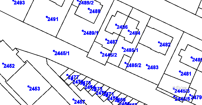 Parcela st. 2445/2 v KÚ Most II, Katastrální mapa