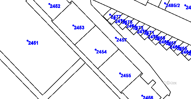 Parcela st. 2454 v KÚ Most II, Katastrální mapa