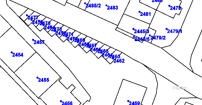 Parcela st. 2464 v KÚ Most II, Katastrální mapa
