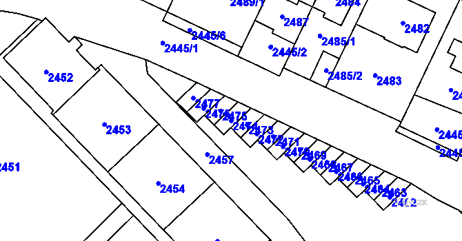 Parcela st. 2474 v KÚ Most II, Katastrální mapa