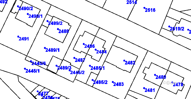 Parcela st. 2484 v KÚ Most II, Katastrální mapa