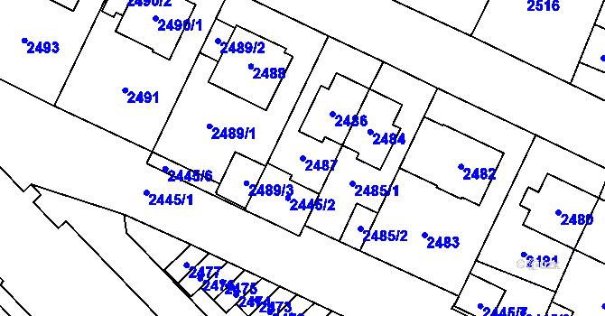 Parcela st. 2487 v KÚ Most II, Katastrální mapa