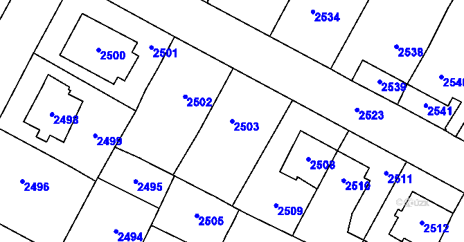 Parcela st. 2503 v KÚ Most II, Katastrální mapa