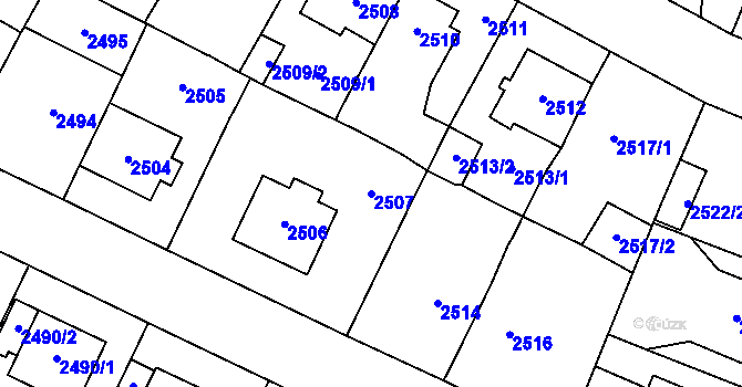 Parcela st. 2507 v KÚ Most II, Katastrální mapa