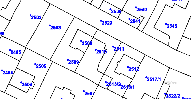 Parcela st. 2510 v KÚ Most II, Katastrální mapa